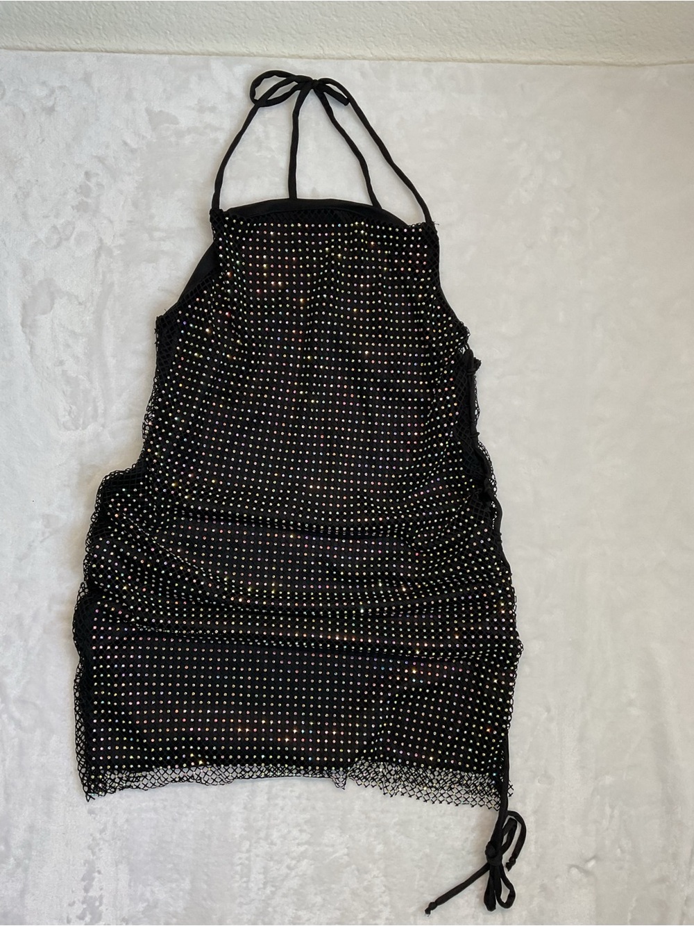 ASOS Black Halter Mini Dress with Rhinestone Detail